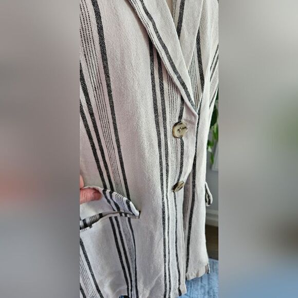 💝Linen striped blazer jacket - Picture 4 of 6